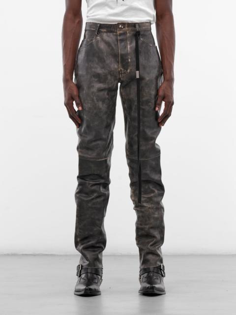 Ann Demeulemeester Dael Distressed Leather Slim Trousers