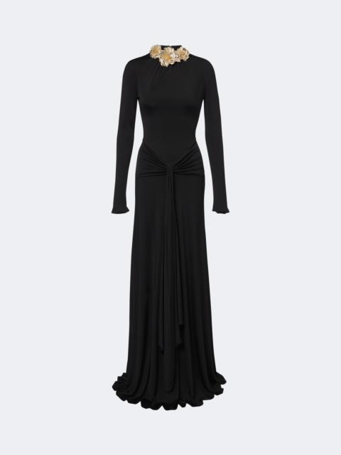 David Koma Draped floral-appliqué gown