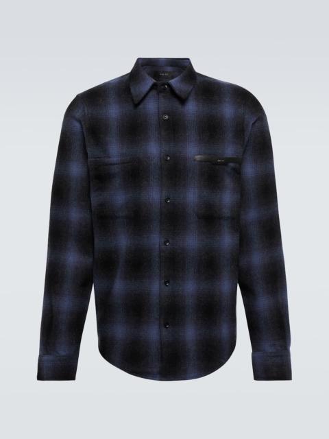 AMIRI Appliquéd plaid wool-blend shirt