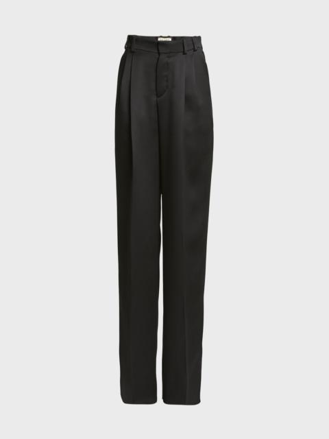 Satin Straight-Leg Trousers