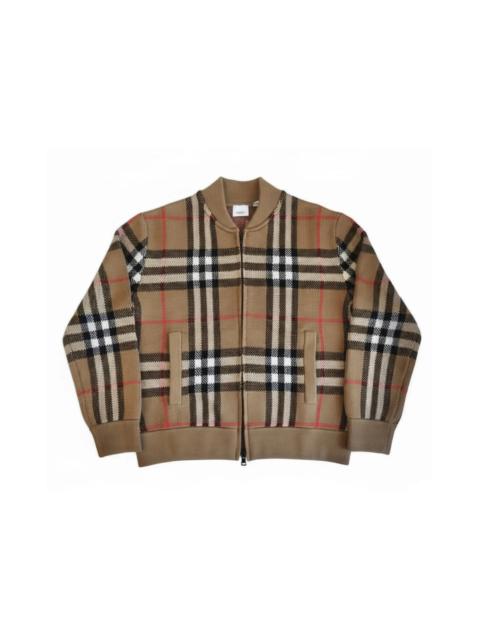 Burberry Burberry Morland Knit Check Zip Jacket Taupe