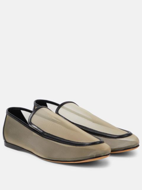 Alessia leather-trimmed mesh loafers