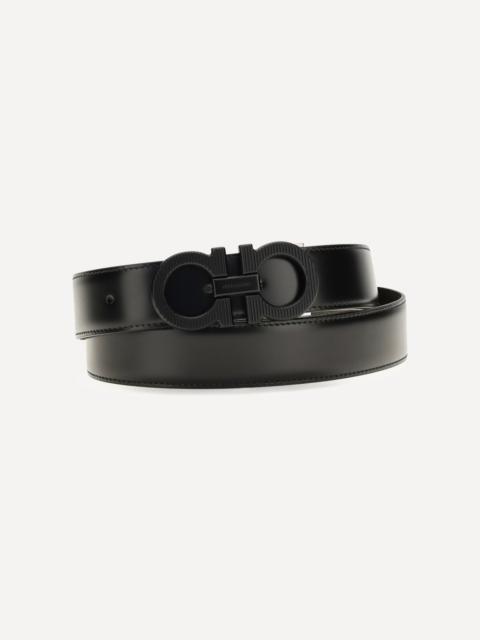 FERRAGAMO Reversible adjustable Belt with textured Gancini buckle