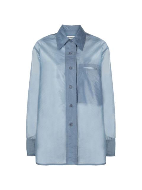 semi-sheer buttoned shirt