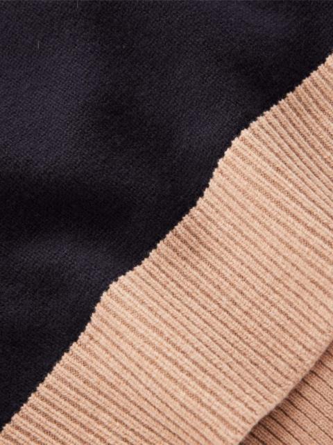 BODEN Polly Merino Roll Neck Sweater-Navy, Warm Taupe Colour Block