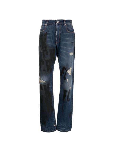 distressed-effect straight-leg jeans