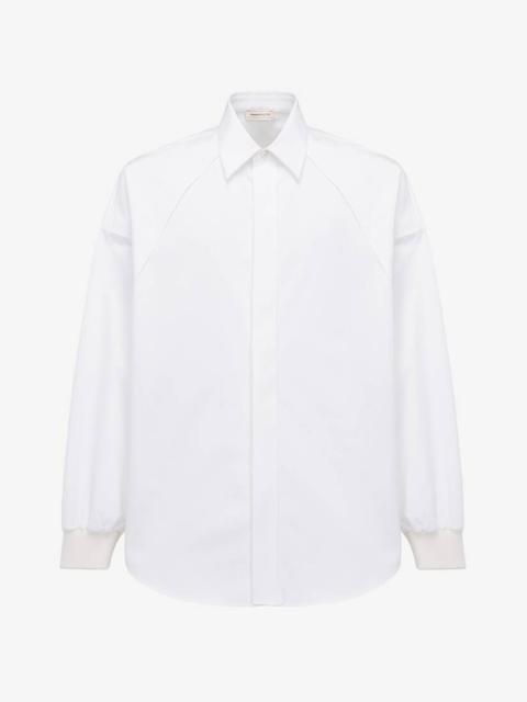 Alexander McQueen Men's Ribbed Cuff Shirt in Optical White
