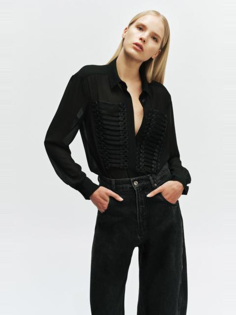BARDOT Evita Trim Detail Sheer Shirt In Black