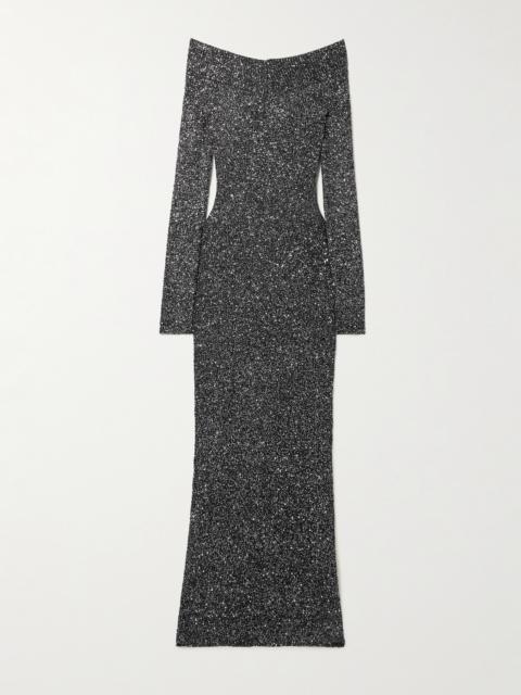 Stella McCartney Off-the-shoulder Sequined Recycled Knitted Gown
