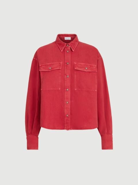 Brunello Cucinelli Garment-dyed shirt in cotton and linen cover