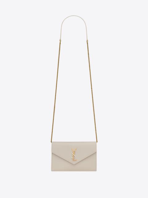 SAINT LAURENT cassandre envelope chain wallet in smooth leather