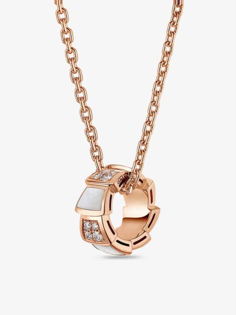 Serpenti Viper 18ct rose-gold, 0.2ct diamond and mother-of-pearl pendant necklace