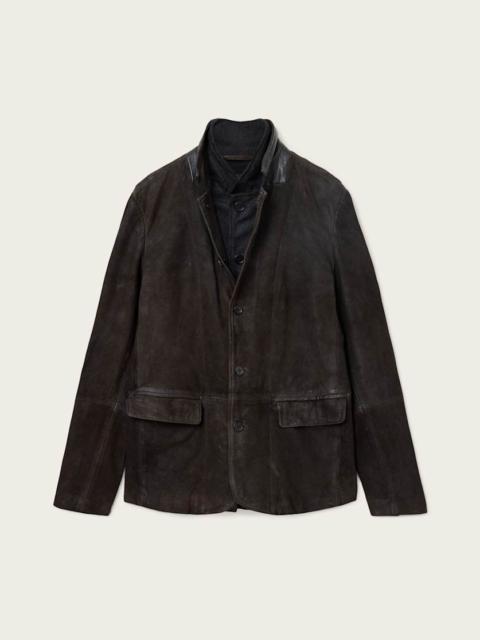 ALLSAINTS SURVEY DOUBLE LAYERED WAXED SUEDE BLAZER