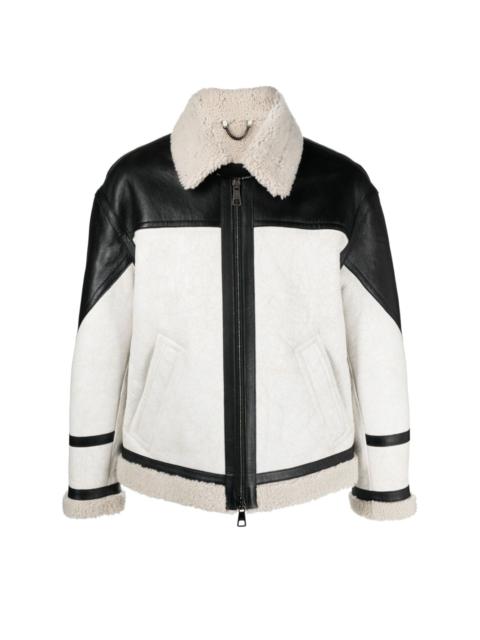 faux-shearling trim leather jacket
