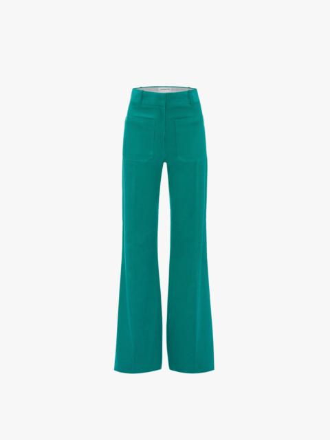 Victoria Beckham Alina Corduroy Trouser in Turquoise