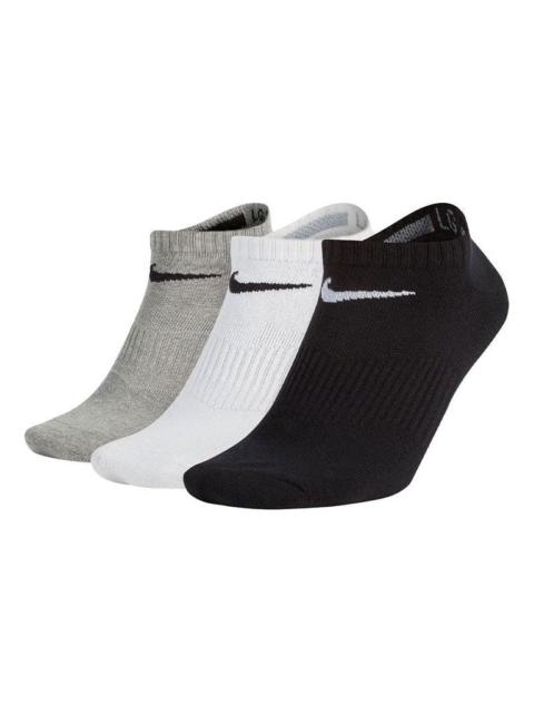 Nike Nike Logo Pattern Casual Sports Socks 3 Pairs Gray / White / Black SX4705-901