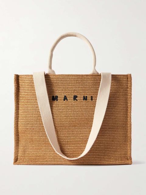 Marni Logo-Embroidered Raffia Tote Bag