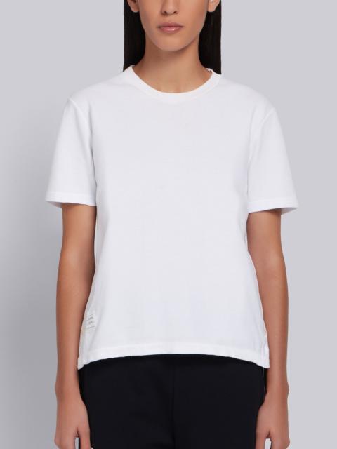Thom Browne White Classic Cotton Pique Relaxed Fit Center Back Stripe Short Sleeve Tee