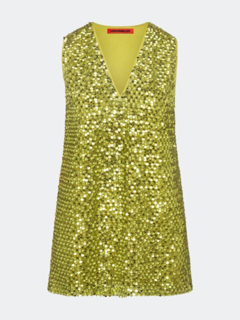 SIMONMILLER Fountain Sequin Dress In Metallic Pear