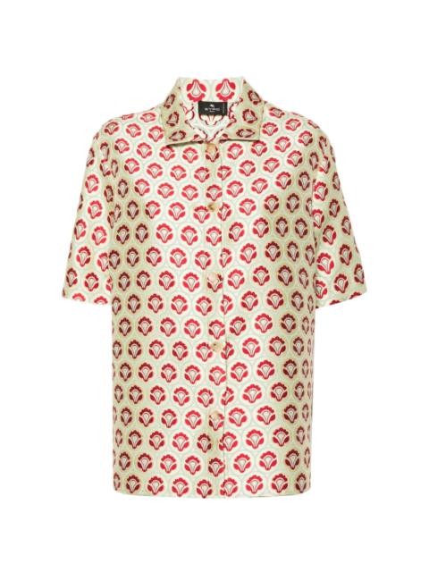 spread-collar jacquard shirt