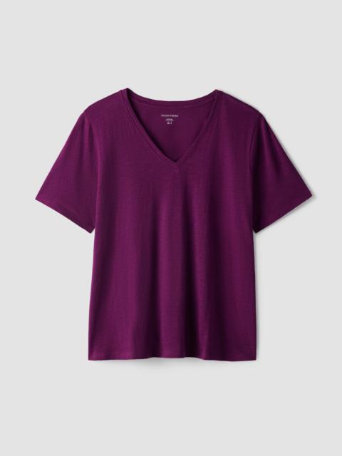 EILEEN FISHER Organic Cotton Slubby Jersey V-Neck Tee