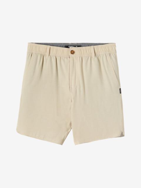 O'Neill Reserve Light Check Scallop Elastic Waist 18" Hybrid Shorts