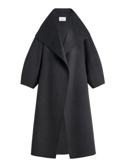 The Frankie Shop Leroy Funnel-Neck Wool Coat grey