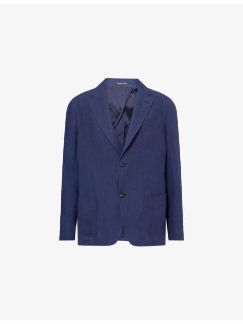 EMPORIO ARMANI Single-Breasted Two-Button Linen Blazer