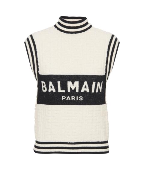 Balmain Balmain Monogrammed bouclette knit top