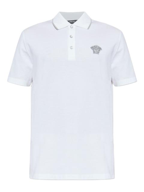 VERSACE logo-embroidered polo shirt