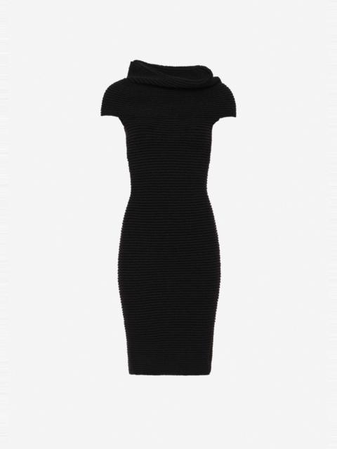 MAGDA BUTRYM Ribbed cowl-neck knit dress in black