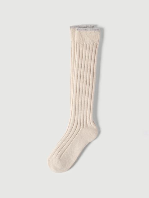 Brunello Cucinelli Cashmere chiné rib knit socks