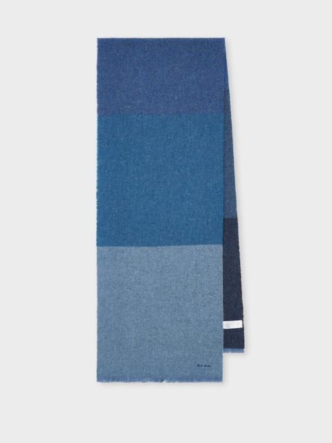 Paul Smith Blue Lambswool-Silk Block Stripe Scarf