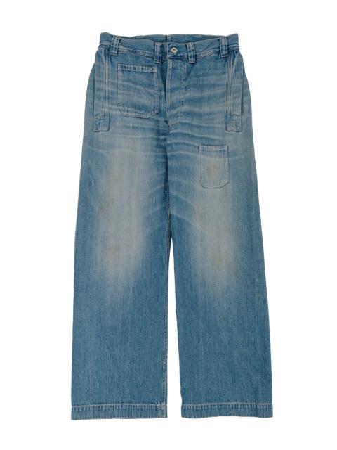 Warehouse & Co. Lot. JG-01 1910s Netmaker's Trousers Indigo Denim Used Wash (Light Colour)