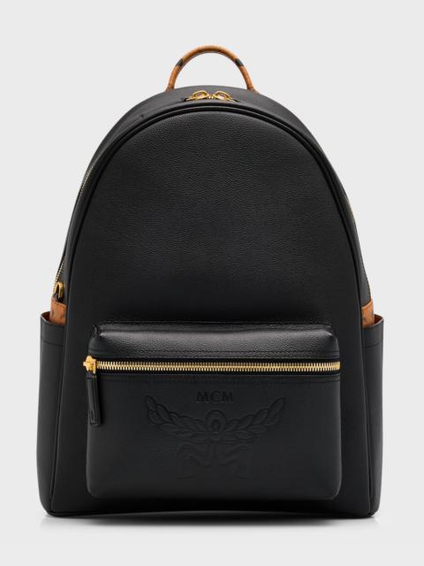 MCM Men's Stark Embossed Logo Leather Backpack