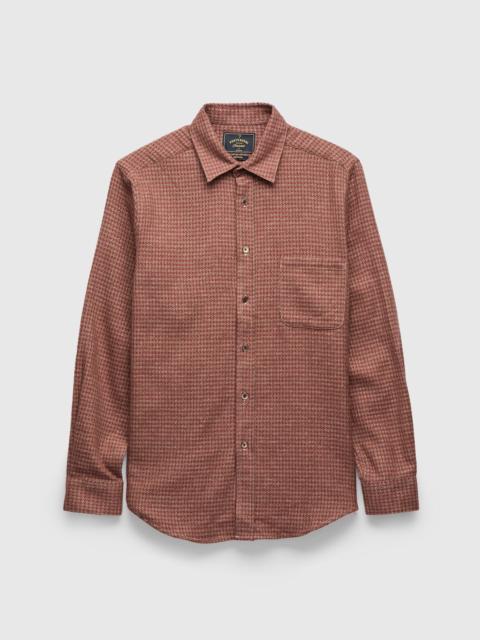 Portuguese Flannel Abstract Pied Poule Button-Up Shirt in Clay
