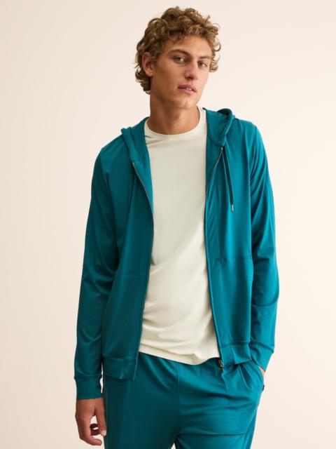 Derek Rose Men's Zip Up Hoodie Basel Micro Modal Stretch Teal