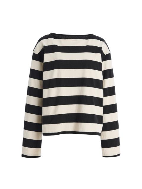 DONNI. The Jersey Striped Cotton Top black/white
