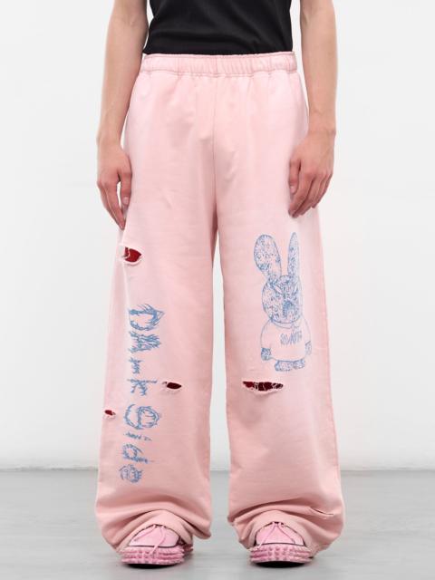 KIDILL Pink Distressed Graphic Baggy Sweatpants