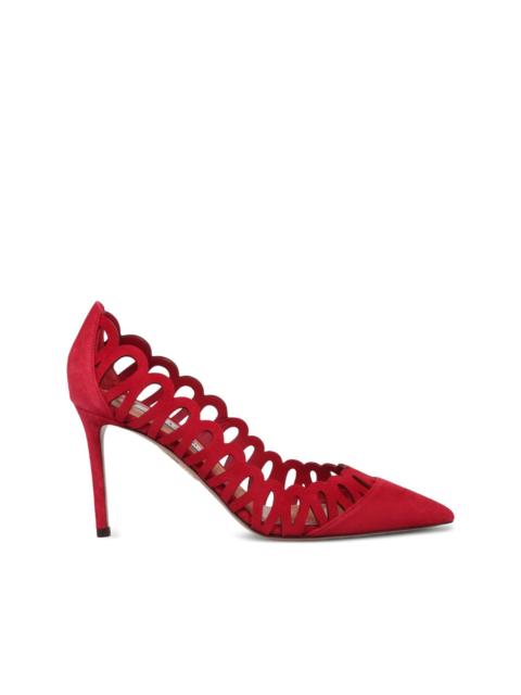 AQUAZZURA 85mm Peep scalloped-cut pumps