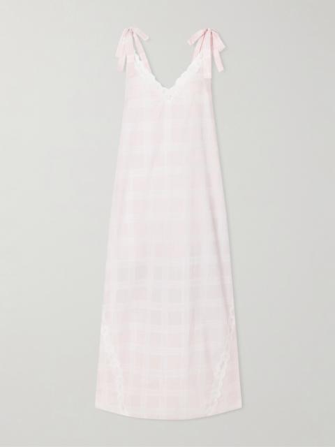 POSSE Marylin Gingham Lace-trimmed Cotton Maxi Dress