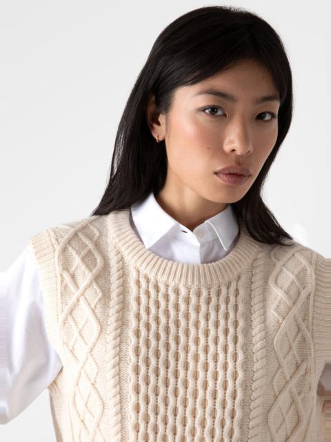 Sunspel Lambswool Cable Knit Vest