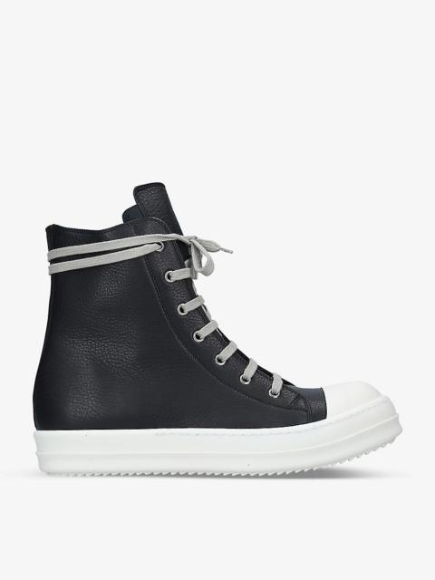 Grained leather high-top trainers