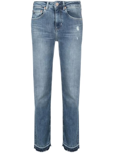 AG Jeans Girlfriend distressed tapered jeans