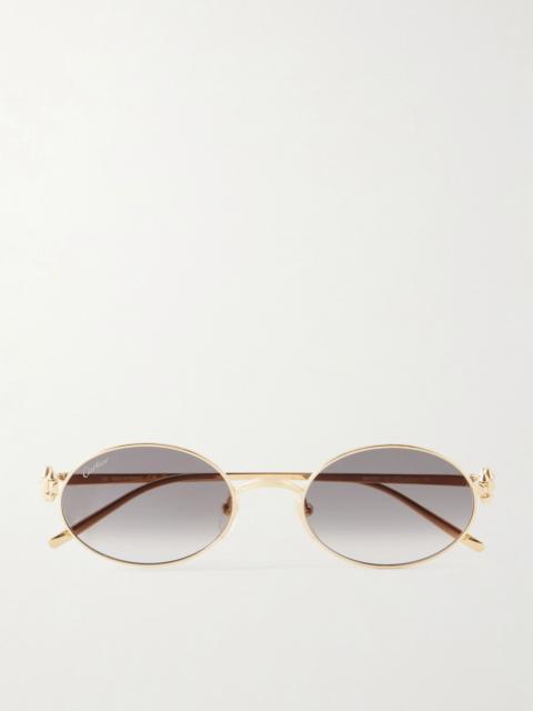Cartier Rounded-Frame Metal Sunglasses Gold