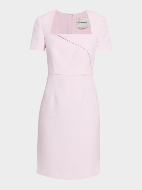 ROLAND MOURET Short-Sleeve Crepe Midi Dress