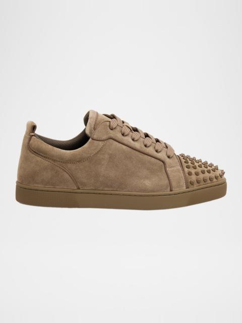 Christian Louboutin Men's Louis Junior Spikes Low-Top Suede Sneakers
