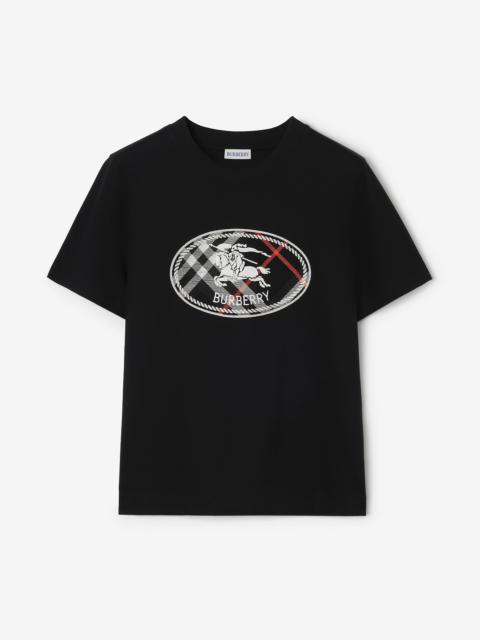 Burberry Check Knight Stamp Cotton T-shirt