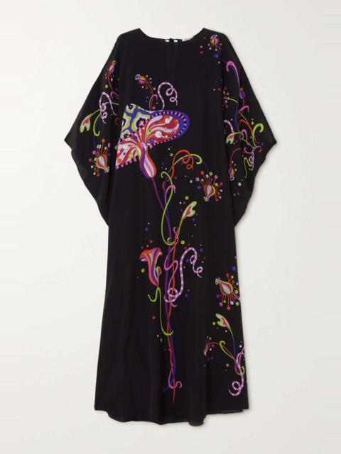 Printed silk crepe de chine kaftan