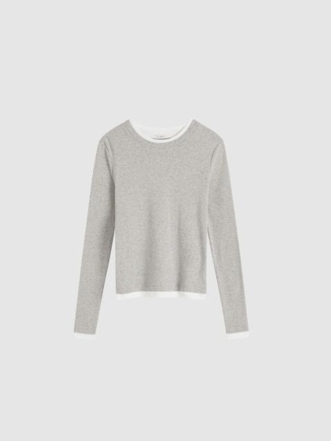 ST. AGNI Organic Cotton Layered Long Sleeve Top - Grey Marle